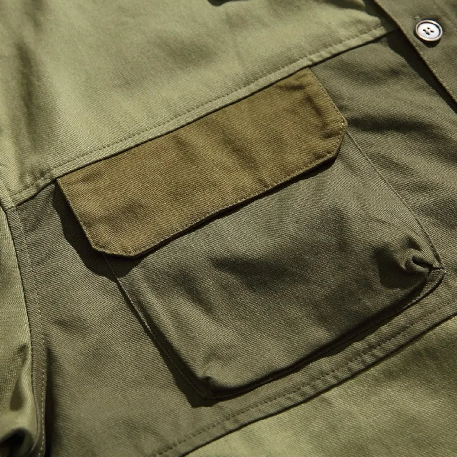 Oversized fit color block cotton canvas shirt