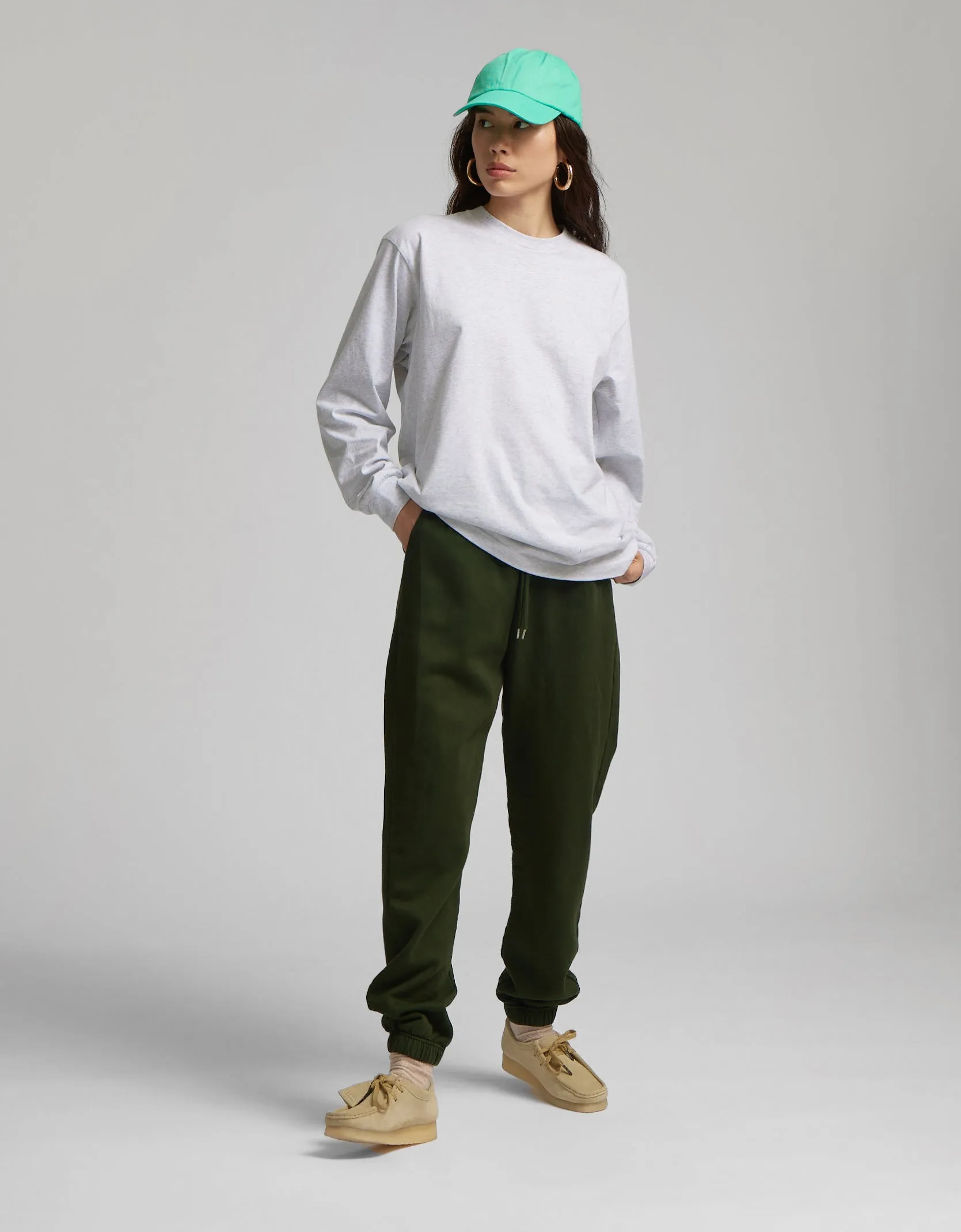 Oversized Organic LS T-shirt - Pine Green