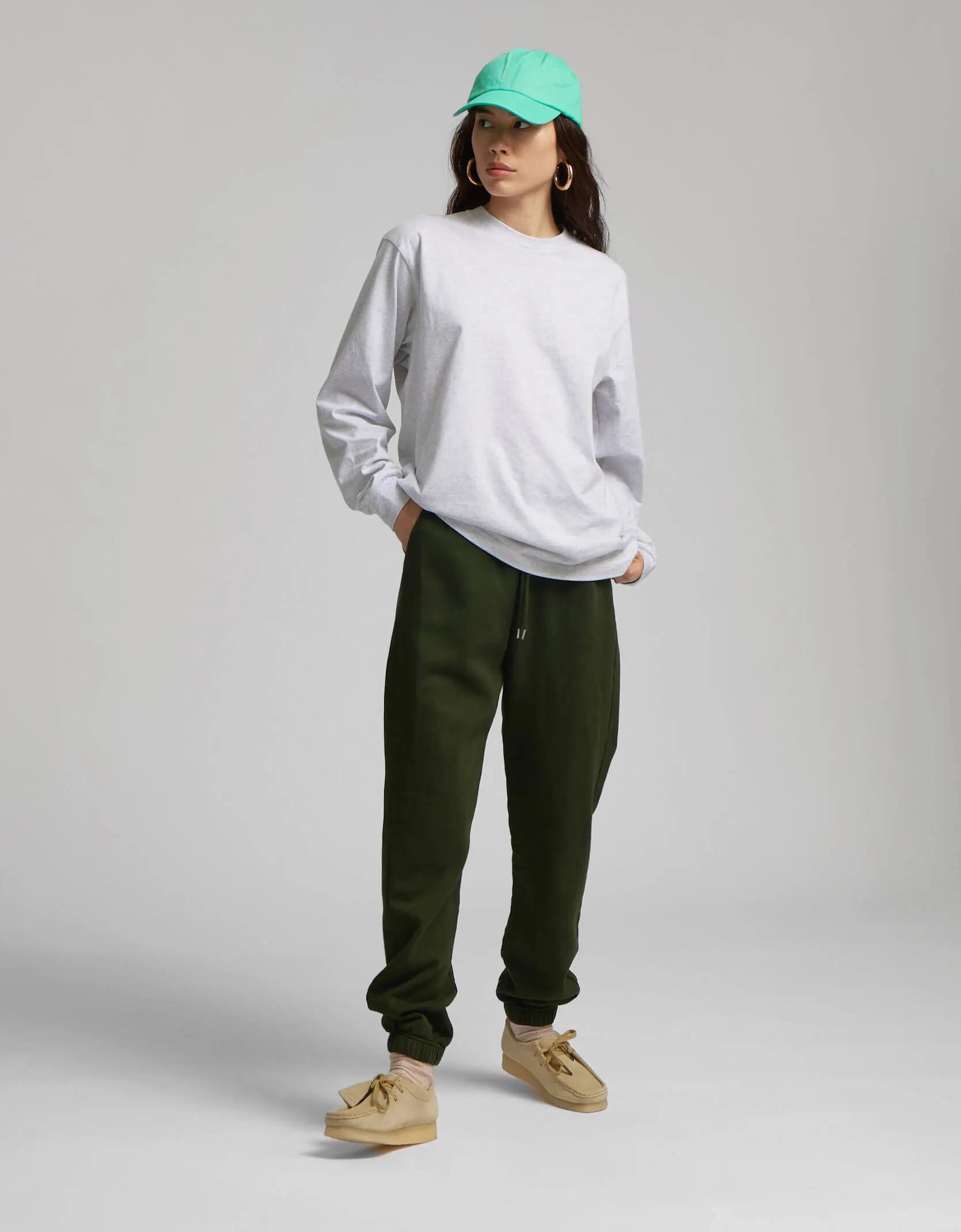 Oversized Organic LS T-shirt - Pine Green