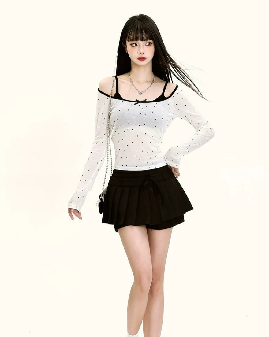 Pleated High-Waist Mini Skirt with Tie Belt