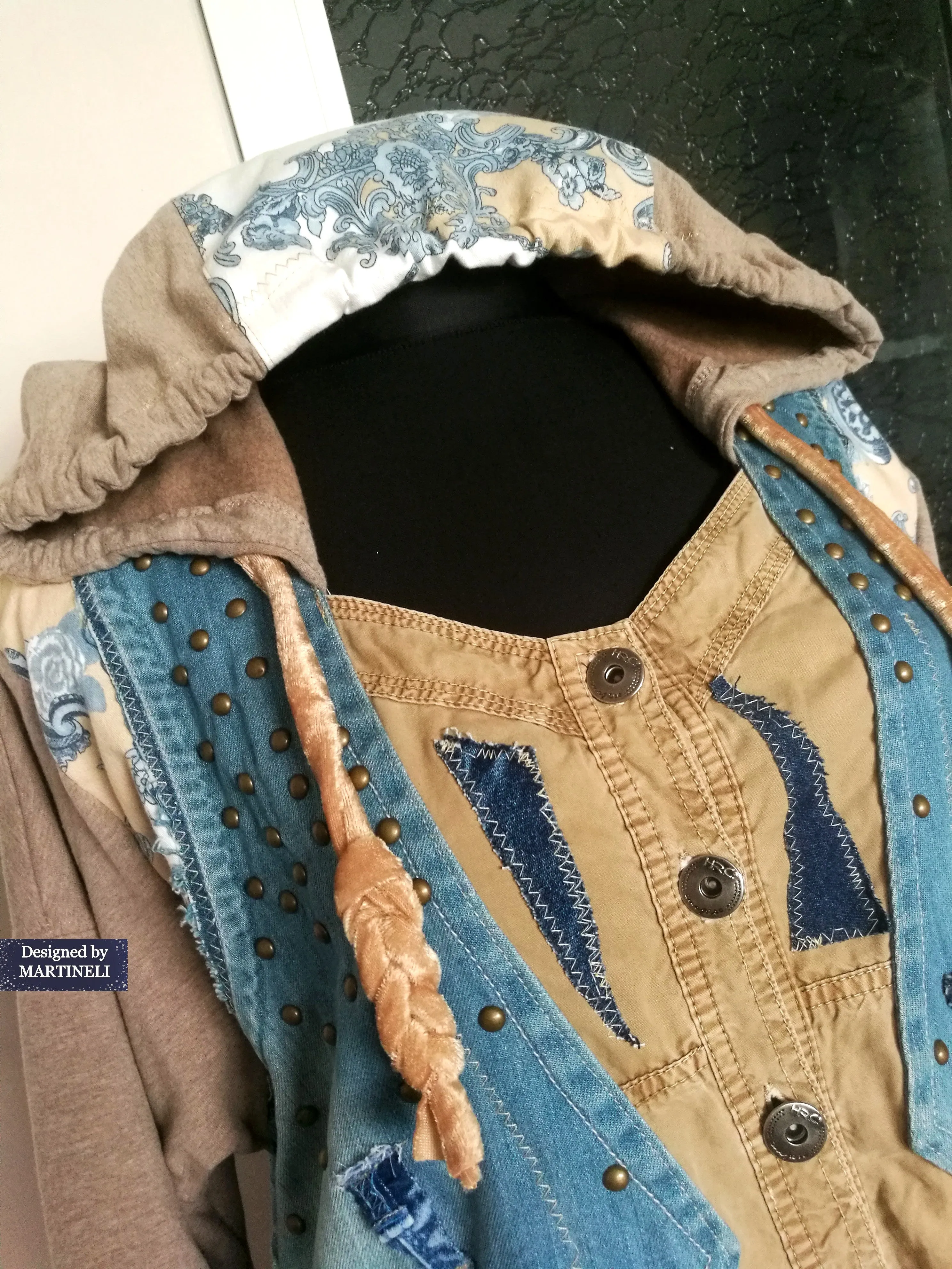 Plus Size Hooded Denim Jacket 3XL Loose Boho Hoodie Jacket