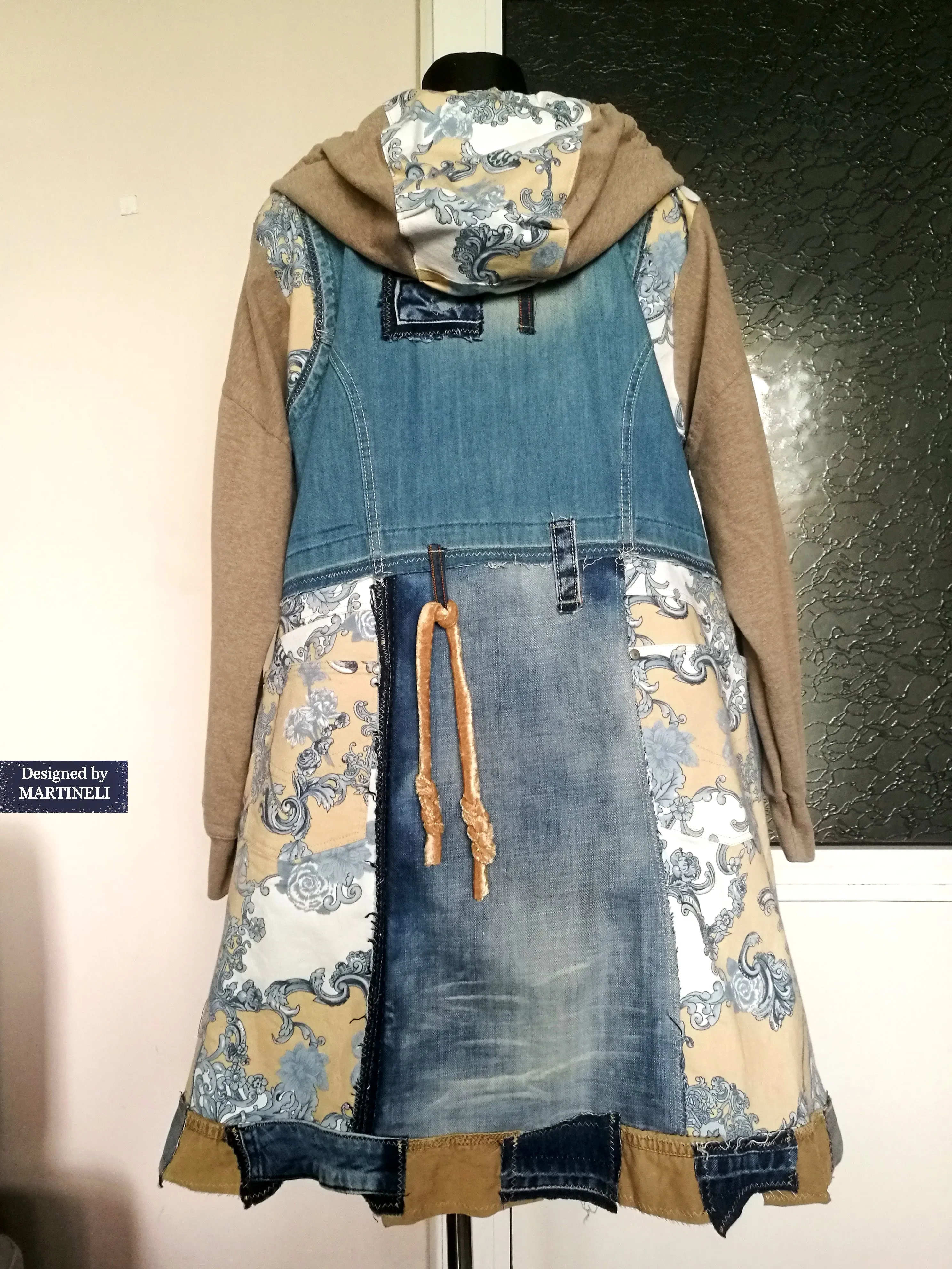 Plus Size Hooded Denim Jacket 3XL Loose Boho Hoodie Jacket