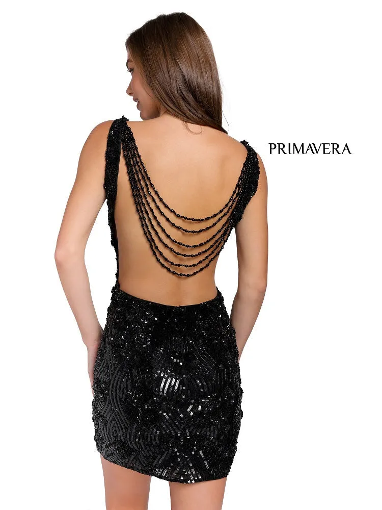 Primavera Couture 3850 size 8 Short vory Homecoming dress Fitted sequin beaded short cocktail dress