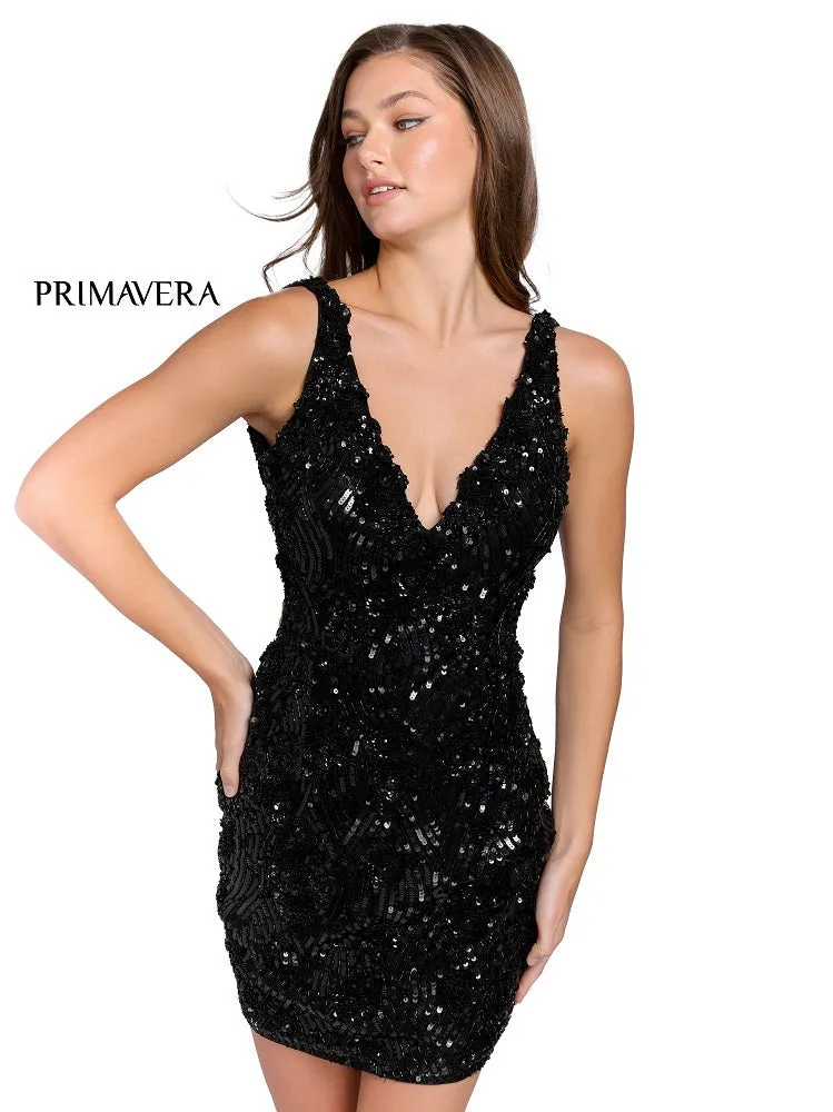 Primavera Couture 3850 size 8 Short vory Homecoming dress Fitted sequin beaded short cocktail dress