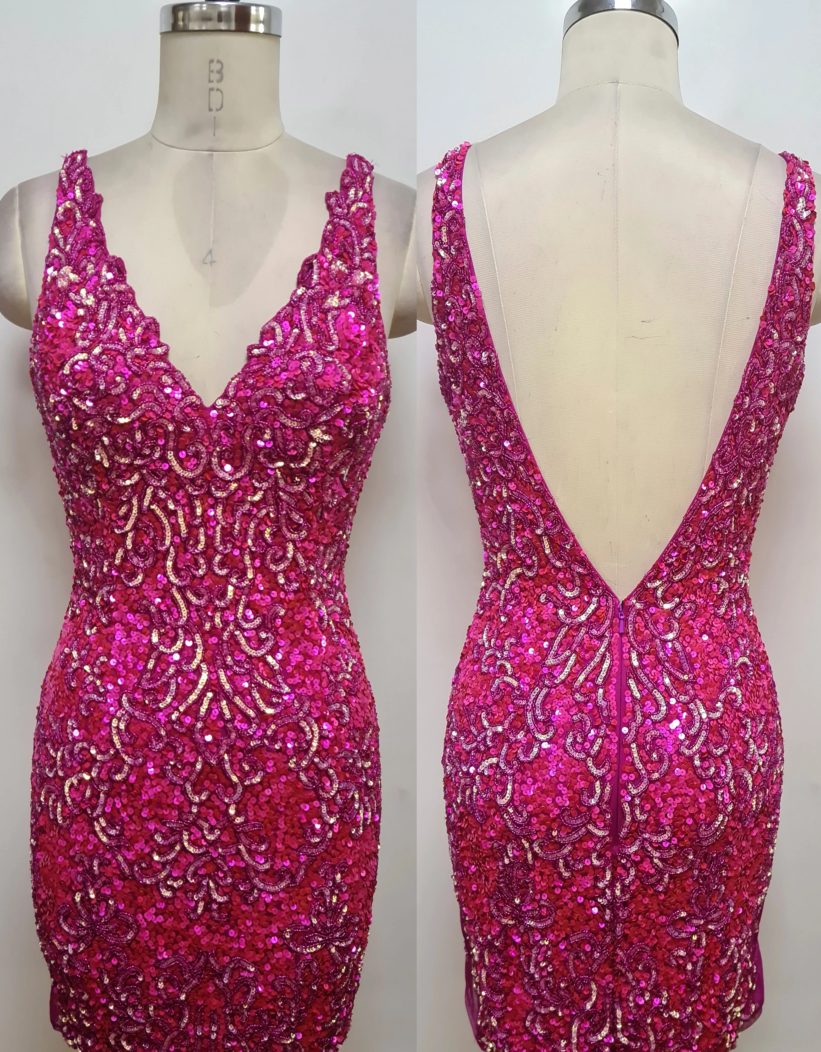 Primavera Couture 4017 Scalloped Sequins Cocktail Dress