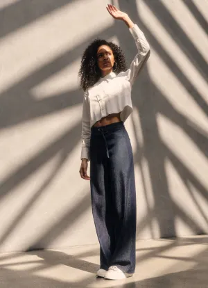 Raffaello Rossi Sventy Belt Fluid Denim Wide Leg Jean