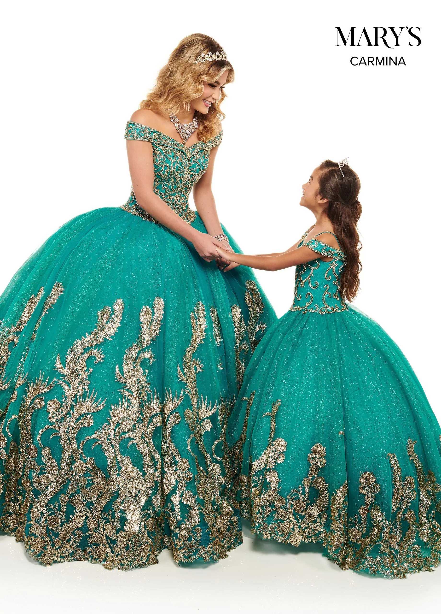 Sequin Print Off Shoulder Quinceanera Dress by Mary's Bridal MQ1075