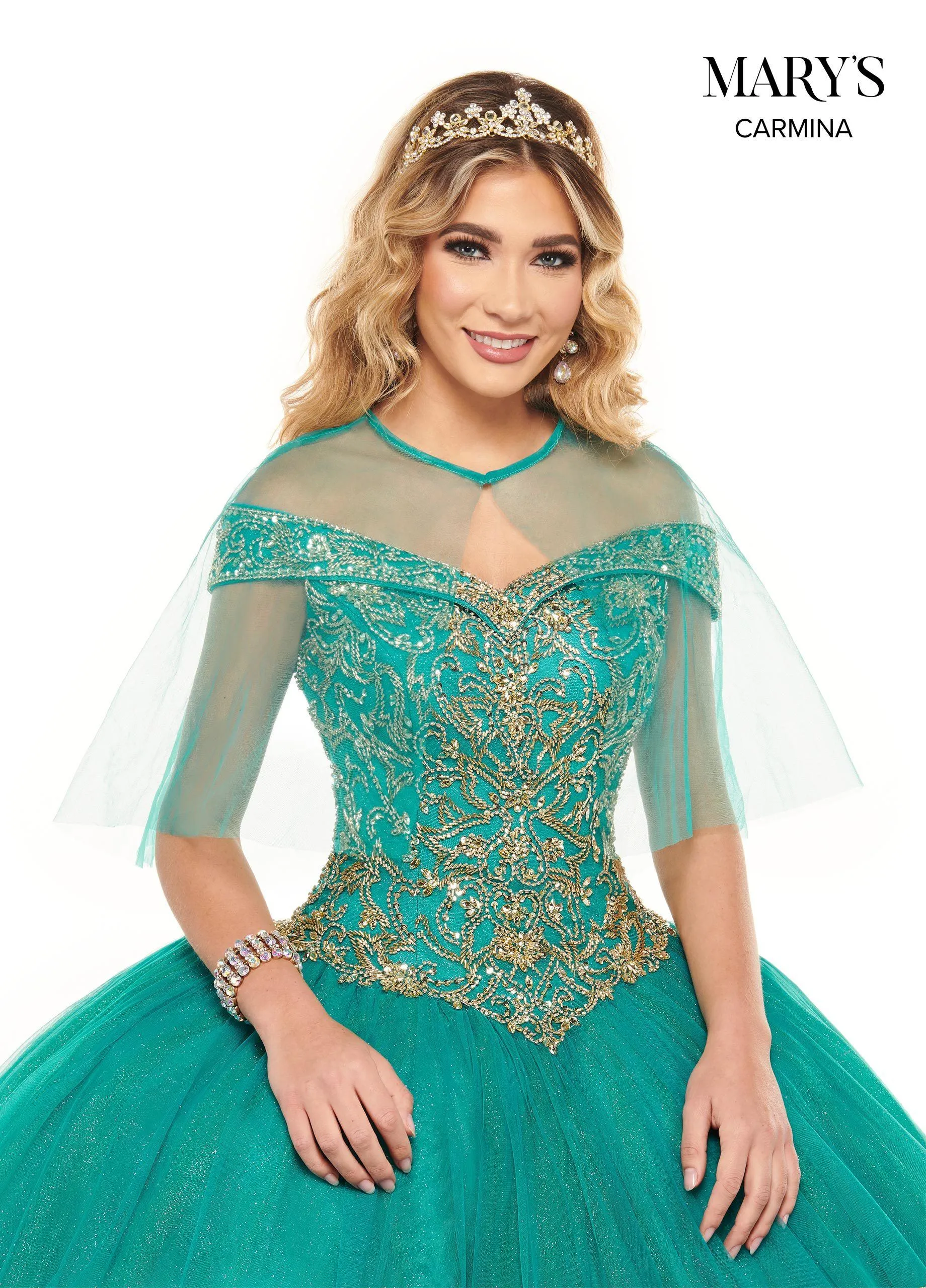 Sequin Print Off Shoulder Quinceanera Dress by Mary's Bridal MQ1075