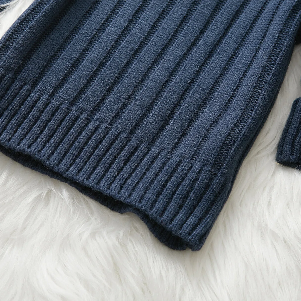 Toddler Girl/Boy Turtleneck Ribbed Knit Sweater