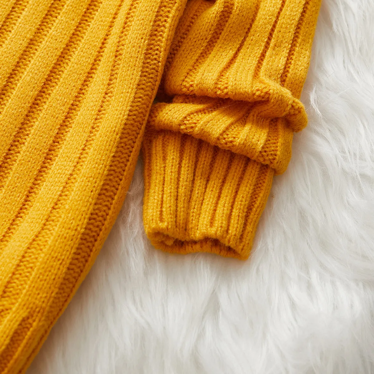 Toddler Girl/Boy Turtleneck Ribbed Knit Sweater