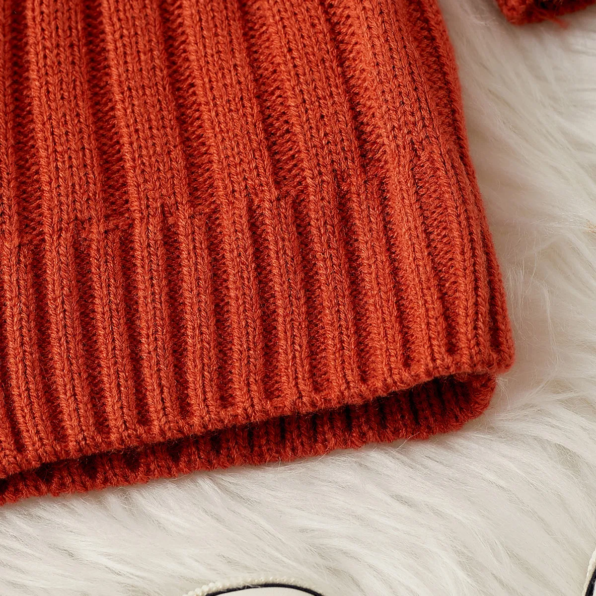 Toddler Girl/Boy Turtleneck Ribbed Knit Sweater