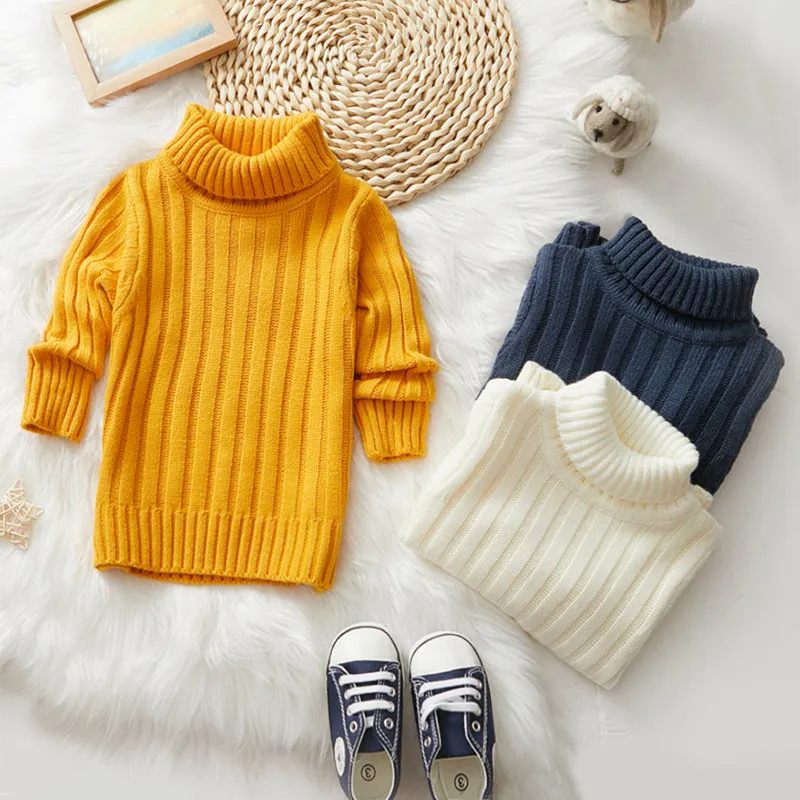 Toddler Girl/Boy Turtleneck Ribbed Knit Sweater