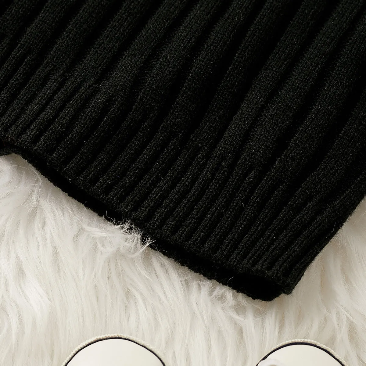 Toddler Girl/Boy Turtleneck Ribbed Knit Sweater