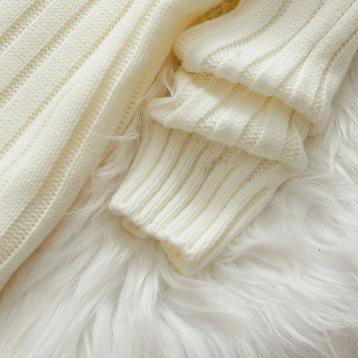 Toddler Girl/Boy Turtleneck Ribbed Knit Sweater