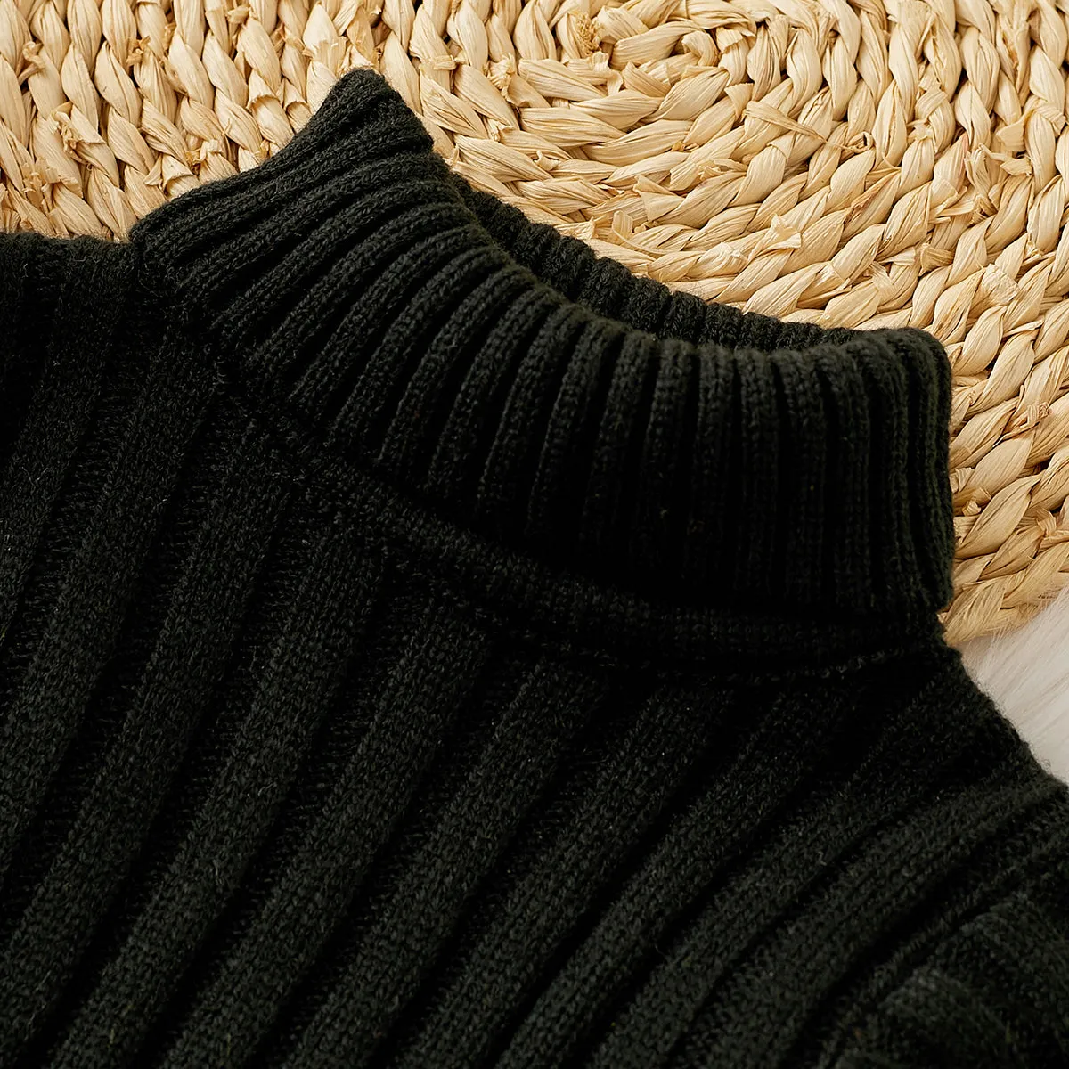 Toddler Girl/Boy Turtleneck Ribbed Knit Sweater