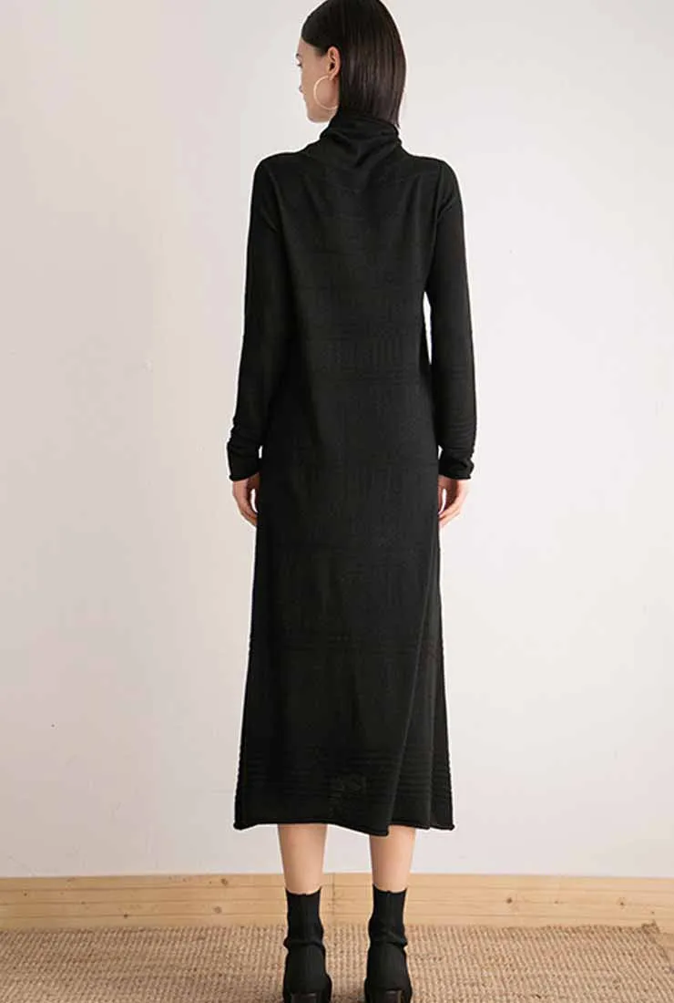 Turtleneck Long Sleeved Sweater Maxi Dress