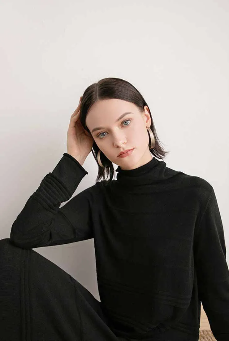 Turtleneck Long Sleeved Sweater Maxi Dress