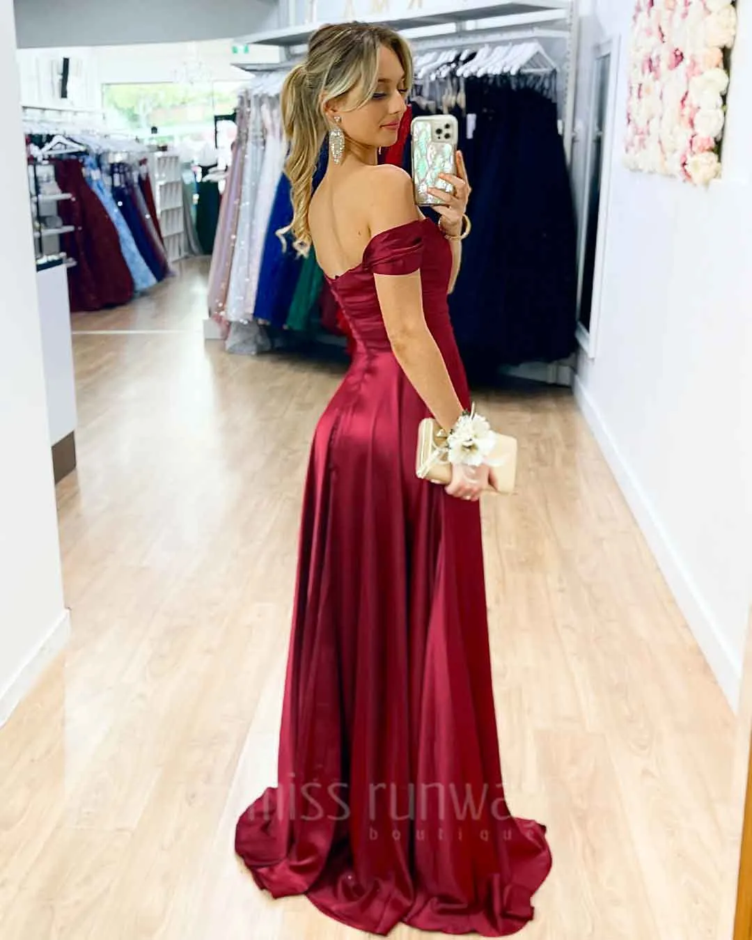 Victoria Satin Gown - Wine