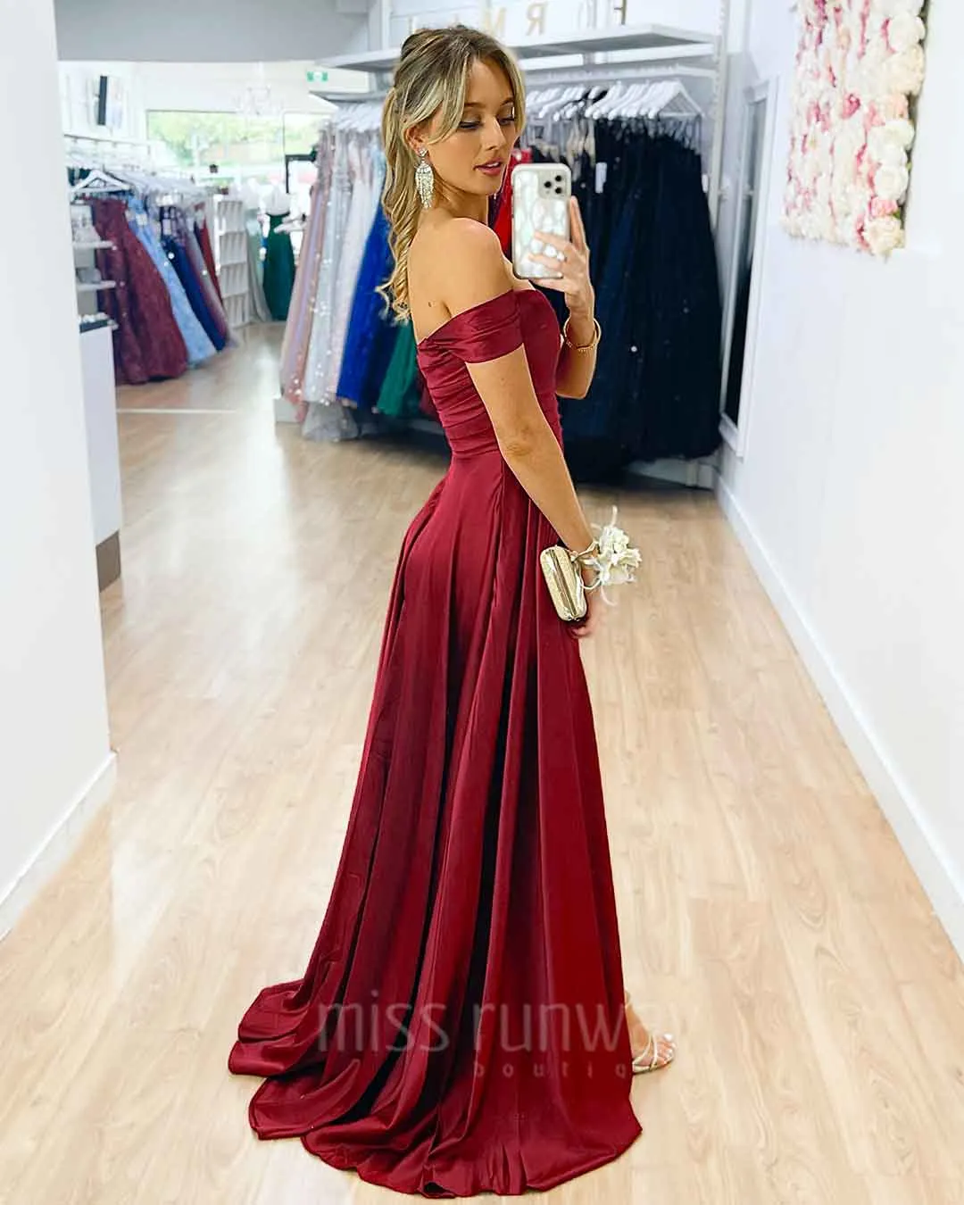 Victoria Satin Gown - Wine