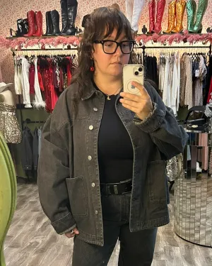 Vintage Black Oversized Denim Jacket