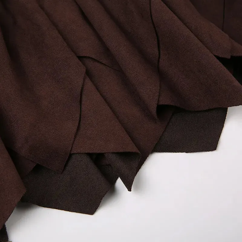 Vintage Brown Suede High Waist Mini Skirt